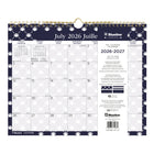 Blueline - Calendrier Mural Scolaire Mensuel 12 Mois  D’Août À Juillet – 15 po H x 12 po l - Motif Nautique – Bilingue-Calendriers de référence pour le mois en cours et le mois suivant