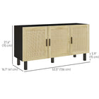 HOMCOM - Buffet boho 53,5 po L - noir-Étagères réglables permettant de ranger des objets plus grands 