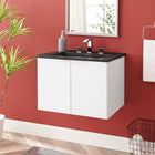 Modway - Maybelle 24" Vanité de salle de bain murale - Blanc Noir-Bassin d’évier en céramique