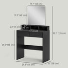 HOMCOM - Coiffeuse avec miroir - 29,5 po L x 15 po l x 53,1 po H - noir-Pieds antidérapants pour la stabilité 