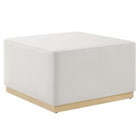 Modway - Tilden Grand velours de performance carré de 28 pouces Rembourré Ottoman - Albâtre naturel-Revêtement en velours de performance