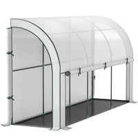 Outsunny - Serre tunnel à pied 6,6 pi x 10 pi x 6,5 pi- Le design adossé au mur augmente l'utilisation de l'espace et réduit l'impact du vent
