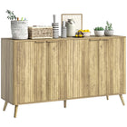 HOMCOM - Buffet à rainures 55,1 po L avec rangement - chêne-Le dessus du meuble met en valeur les vases et œuvres d’art de façon élégante 