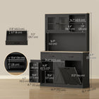 HOMCOM - Armoire de garde-manger 69 po avec station de recharge - noir-Prises intégrées AC, USB et USB-C pour faciliter l’alimentation des appareils 