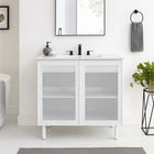 Modway - Calla 36" perforé Métal Vanette de salle de bain - Blanc blanc-Niveleurs de pieds réglables