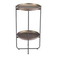 Zuo - Bronson Table d’appoint décorative - Bronze-Dessus carré en acier peint au style moderne et durable
