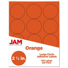 JAM Paper - Sceaux autocollants ronds, 2,5 po de diamètre, orange, 120/paquet (147628584)-Sceaux autocollants ronds orange orbite