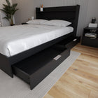 Nexera - Lit de rangement à deux tiroirs Queen Hunter, Noir-Optimisez votre expérience : Ouverture et fermeture des tiroirs simplifiées, même sur des sols moquettés. Encourage un environnement parfaitement organisé et dépourvu d'encombrement
