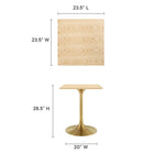 Modway - Lippa 24 po Carré Bois Table à manger, Or Naturel-Table en MDF