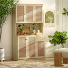 HOMCOM - Armoire de cuisine avec comptoir ouvert et vaisselier - bois naturel-Couleur : Naturel 