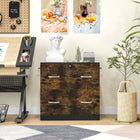 Vinsetto - Classeur latéral à 2 tiroirs avec serrure - brun rustique-Design simple, adapté au bureau à domicile et à l'étude