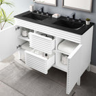 Modway - Render 48" Meuble de salle de bain à double lavabo - Blanc Noir-MDF et panneau de particules