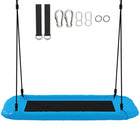 Qaba - Balançoire soucoupe pour enfants, avec hauteur réglable et sangles pour arbre - bleu-Un siège spacieux de 58,3 po x 30,3 po permet à jusqu'à quatre enfants de jouer ensemble 