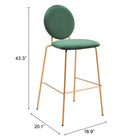Zuo - Odessa Tabouret de bar - Vert/Or - Ensemble de 2-Garantie limitée de 3 ans