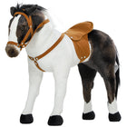 Qaba - Standing Ride-On horse with neighing sound, soft padding - brown-Le design réaliste du cheval stimule le jeu imaginatif des enfants 
