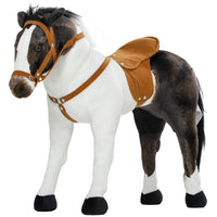 Qaba - Standing Ride-On horse with neighing sound, soft padding - brown-Le design réaliste du cheval stimule le jeu imaginatif des enfants 