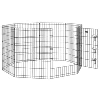 PawHut - Parc pour chiot et chien 36 po H 8 panneaux pour extérieur intérieur-Le parc de jeu à revêtement noir offre une protection durable contre les éléments extérieurs 