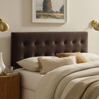 Modway - Emily Velours de performance résistant aux taches Tête de lit King Size, Marron chocolat-Cadre en mélange de bois