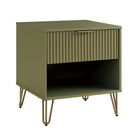 Manhattan Comfort - DUMBO Table de nuit moderne 1 tiroir 51 cm - Vert olive - Lot de 2-17,73 po L x 20,07 po l x 21,65 po H
