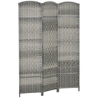 HOMCOM - Séparateur de pièce autoportant à 3 panneaux tressés à la main pour bureau à domicile ou chambre - gris mélangé-Conception pliable à 3 panneaux avec 6 charnières métalliques pour un rangement facile  

