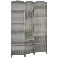 HOMCOM - Séparateur de pièce autoportant à 3 panneaux tressés à la main pour bureau à domicile ou chambre - gris mélangé-Conception pliable à 3 panneaux avec 6 charnières métalliques pour un rangement facile  
