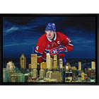 Nick Suzuki Canadiens Skyline - Toile encadree - 31" x 22"-Impression sur toile de qualité supérieure avec bordures enveloppées