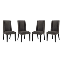 Modway - Baron Tissu Chaise à manger Ensemble de 4 - Brown-Fauteuil d’appoint moderne élégant