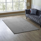 Modway - Freydis Clé grecque Tapis de 5 pi l x 8 pi L - Blanc et gris clair-Tissage serré à poil bas