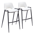 Zuo - Desi Tabouret de bar - Blanc - Ensemble de 2-Support pour les bras