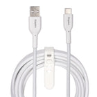 Staples - TECH Câble de chargement USB-C vers USB-A - 9,8 pi - blanc-Câble tressé durable et anti-enchevêtrement testé pour résister à jusqu’à 5 000 torsions