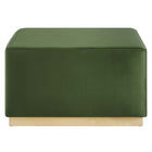 Modway - Tilden Grand velours de performance carré de 28 pouces Rembourré Ottoman - Moss Green Natural-Capacité de poids : 506 lbs.