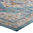 Modway - Success Médaillon vintage floral vieilli Anisah Tapis de 5 pi l x 8 pi L - Bleu ivoire clair, jaune, orange-Haute densité / Tissé à la machine