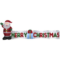 GEMMY - Panneau gonflable Joyeux Noël avec le Père Noël - 94 cm x 274 cm-S'illumine grâce à une ampoule LED économe en énergie