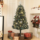 HOMCOM - Sapin de Noël artificiel pré-éclairé de 5' avec LED et décorations-Huit modes d'éclairage : éclairage continu, mode clignotant, etc 