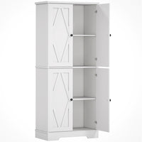 HOMCOM - Armoire de garde-manger de cuisine haute style ferme 71 po - blanc-Garde-manger de cuisine de style ferme avec des losanges à l'intérieur de carrés sur chaque porte pour ajouter un charme particulier 