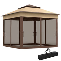 Outsunny - Abri soleil pliant 10.7 pi l x 10.7 pi L avec couverture de toit UV30+ - Beige-Le design pop-up permet une installation et un démontage rapides
