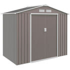 Outsunny - Abri de jardin 7' x 4' avec kit de fondation et doubles portes, marron clair-Grand espace de rangement pour les outils de jardin, l'équipement d'entretien des pelouses, les fournitures et plus encore 
