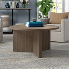 Hudson&Canal - Table basse ronde Anders de 81 cm de large par - Chêne gris vieilli-Fini en chêne gris vieilli aspect bois