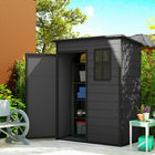 Outsunny - Remise de jardin extérieure 5 pi x 3 pi, avec porte verrouillable, gris foncé-Convient pour le rangement des outils, générateurs et tondeuses à gazon
