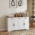 HOMCOM - Buffet 55,1 po L avec rangement - blanc-Style de porte shaker moderne avec poignées élégantes, s'adapte à de nombreux décors 