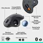 Logitech - Souris trackball sans fil Ergo M575S - Graphite-Connexion facile, autonomie longue durée: connectez votre souris ergonomique sans fil via Bluetooth ou le récepteur USB Logi Bolt inclus, profitez d'une autonomie allant jusqu'à 18 mois (piles AA incluses) 
