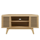 Modway - Render 46 po Meuble TV d’angle, Chêne-Étagères ajustables