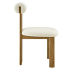 Modway - Torian Tissu Boucle Chaise à manger - Ivoire de chêne français - Ensemble de 2-7