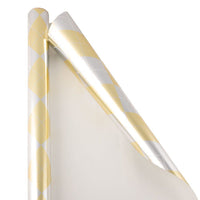  JAM PAPER - Papier cadeau de Noël - 76 cm x 3,65 m - Motif losanges argenté et doré-Motif losanges argent et or