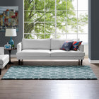 Modway - Solvea Treillis marocain Tapis 5 pi l x 8 pi L Shag Area - Bleu aqua et ivoire-Dessous du tissu de jute adhéré