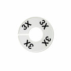 Eddie's -  Rond Les séparateurs de tailles - 3X - blanc avec impression noire - Paquet de 100-Plastique blanc avec du texte en noir