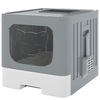 PawHut - Bac à litière pliable pour chat avec tiroir, couvercle, pelle, nettoyage facile-Le plateau coulissant simplifie le nettoyage quotidien et vous fait gagner du temps 