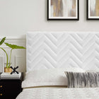 Modway - Mercy Chevron touffé Performance Velvet Tête de lit complète/Queen, Blanc-Tissu résistant aux taches