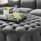 Modway - Amour Gros rond à boutons touffés Performance Velvet Ottoman - Gris-Rembourrage en mousse dense