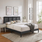 Modway - Sirocco Rotin et bois Lit plateforme Queen, Noir-Cadre en caoutchouc